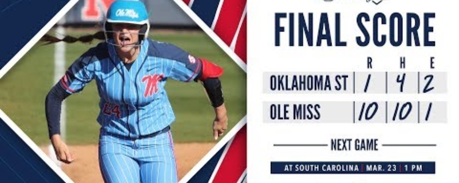 Ole Miss Softball defeats Oklahoma State 10-1